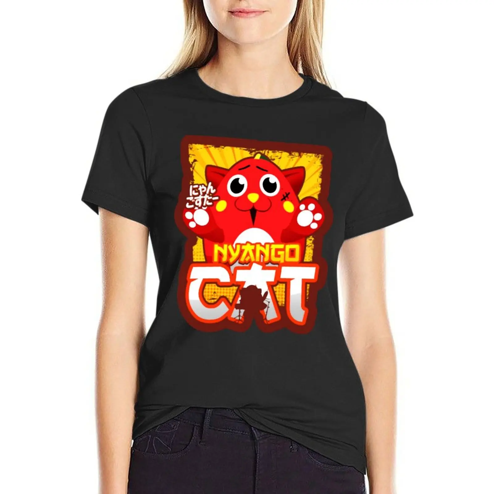 

Nyango star cat T-shirt lady clothes summer top workout shirts for Women