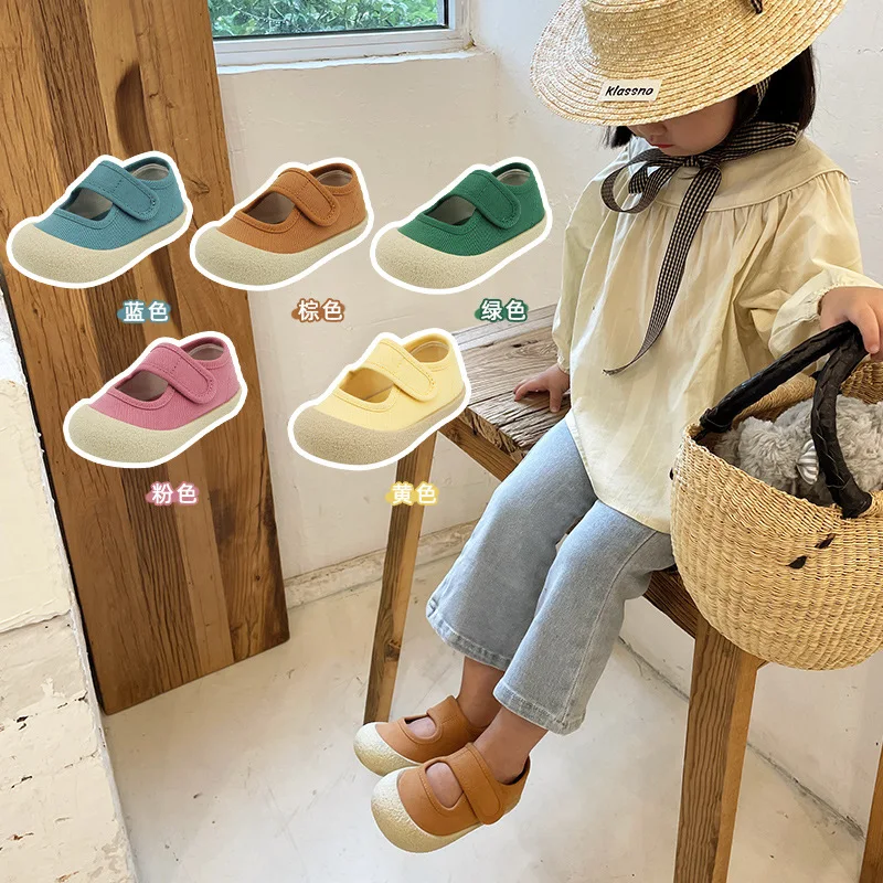 Children shallow canvas shoes autumn boys girls small cloth shoes Kindergarten soft sole indoor 1-6 years
