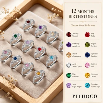 12 Months Birthstone Rings 925 Silver Plating Witches Knot Rings for Women Witchcraft Cross Protection Amulet Jewelry 1