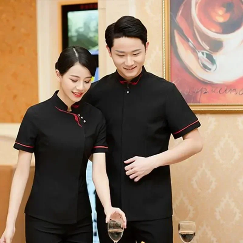 

Shop Overalls Uniform Restaurant Shirt Waiter Hotel Clothes Female Work Breathable Food Short Fast Waitress Sleeve Woman