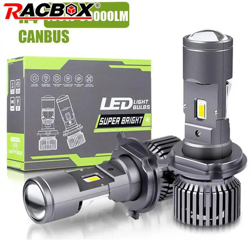 100W 50000LM H4 LED Projector Car Motorcycle Headlight Bi LED Mini Lens Projector H4 Mini Lens Headlamp LHD RHD 12V