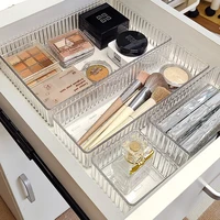 Plastic Transparent Cosmetics Storage Boxes Set Stackable Vanity Bathroom Makeup Organizer Bin Desktop Drawer Organizer 1