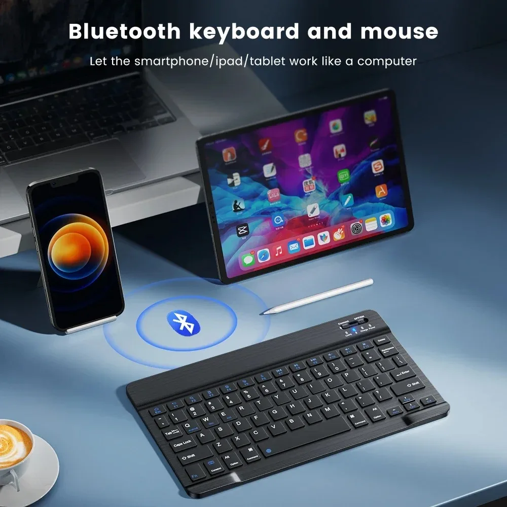 Bluetooth Keyboard Ultra Thin Portable Wireless Universal Compatible Mute for Android IOS Ipad Office Library School