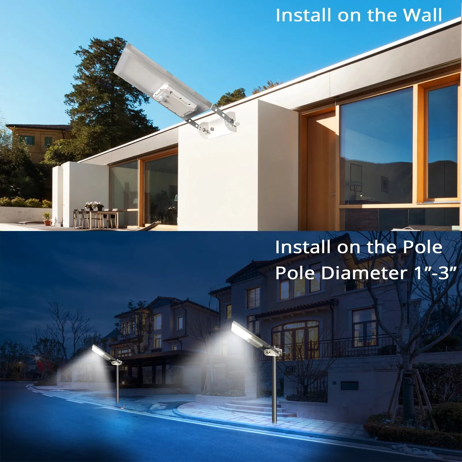 Solar Street Light 30LED All in One Metal Motion Sensor Waterproof 3 Working Modes Auto Dusk to Dawn led street lamp