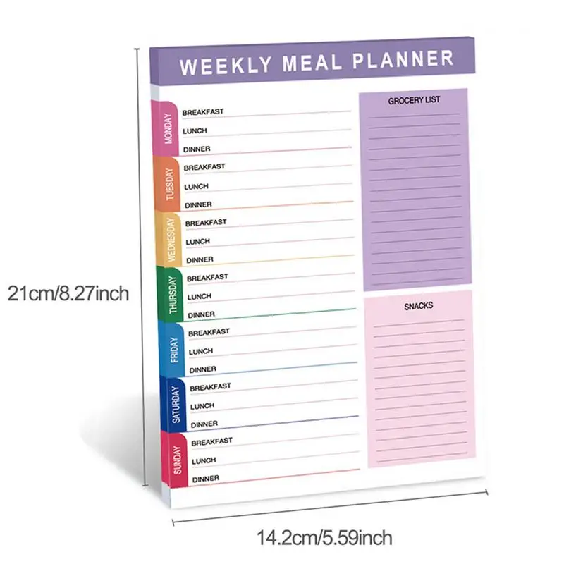 60 Sheets Weekly Meal Weekly Meal Planner, A5 Daily Planner, Healthy Diet Tracking, Tear Off Planning Notebook