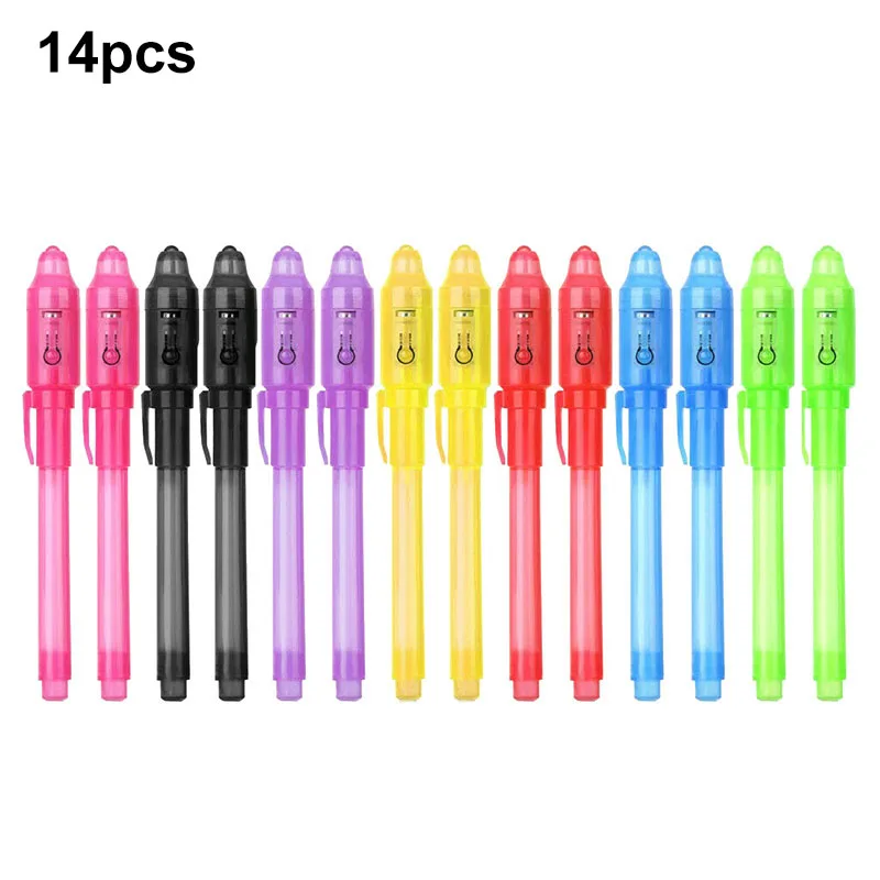 2pcs Invisible Fluorescent Pen For Student Night Glow Marker, Led  Multifunction Magical Toy Lamp, Uv Disappear Pen