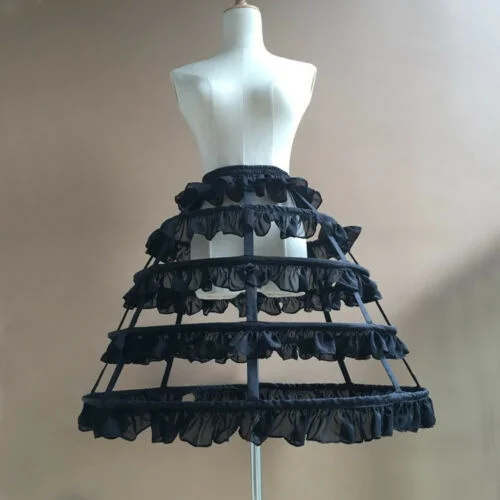 

Long Cosplay Steel Boned Crinoline Skirt Sweet Hoop Petticoat with Ruffles