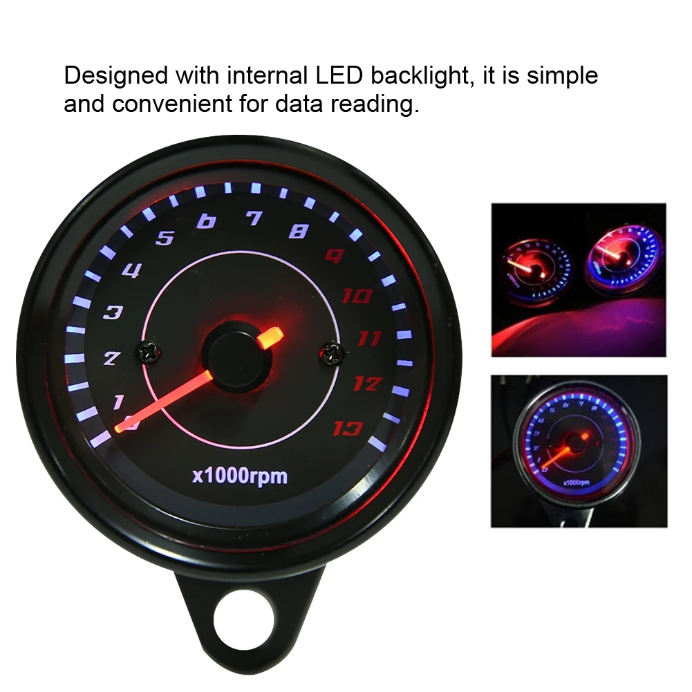 Motorcycle Tachometer DC 12V Universal LED Backlight Electronic Tach Meter Gauge