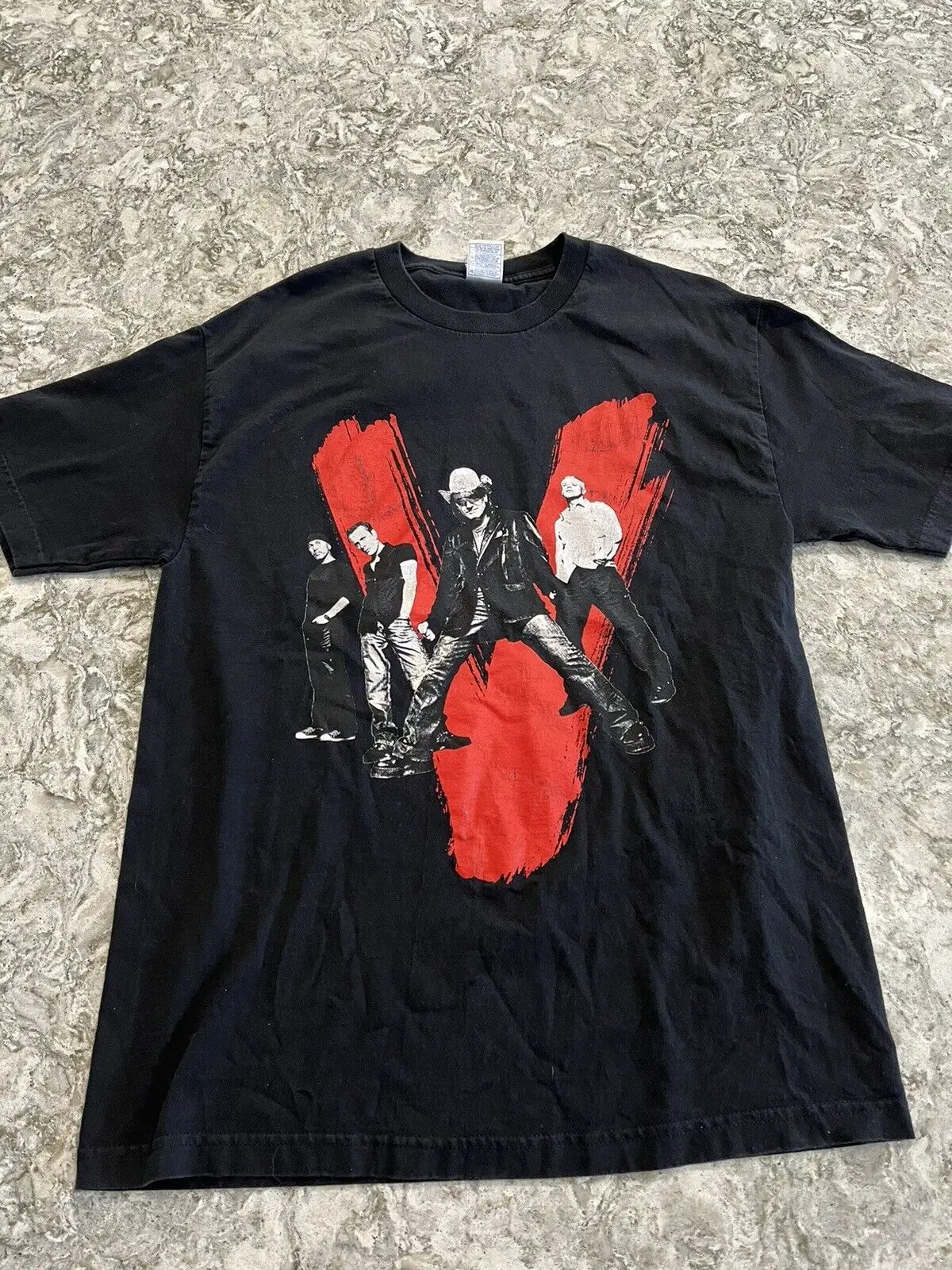 U2 Vertigo Tour 2005 Tee T-Shirt Nera Double Sided Usa Made Size L Large