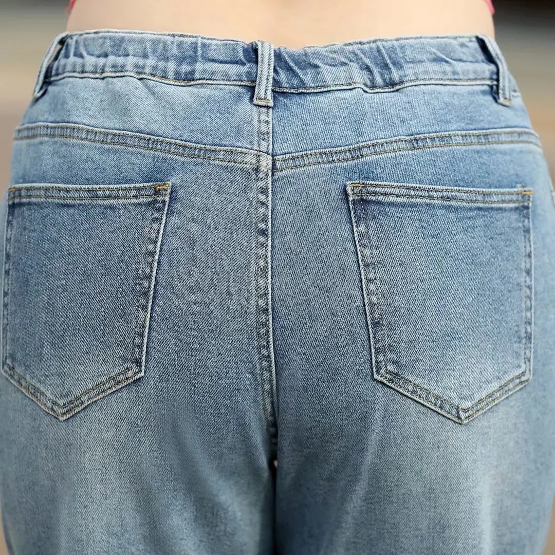 Women's Clothing Jeans 2022 Spring Fashion High Waist Stretch Denim Harem Pants Casual Brief Blue Bottoms D6-D019 women's clothing stores