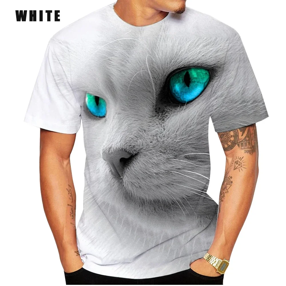 

2024 Fashion T-shirts Cats Printed Cool Microelastic Short-sleeved o-neck Tee Tops Unisex Breathable Shirt for Men Brand Summer