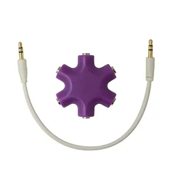 5 - Way 3.5mm Audio Splitter Cable - 1pcs (Purple)