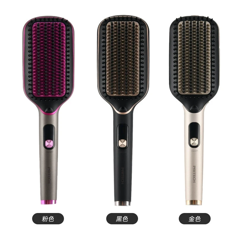Pritech LED Negative Ion Constant Temperature Multifunctional Straightening Brush Electric Straightener Comb Styling Tool 6
