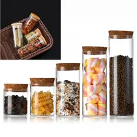 10X Glass Food Storage Container With Cork/Bamboo Lids Large Capacity Sealed Glass Bottles Pot Jar For Kitchen Organizer Tools 1