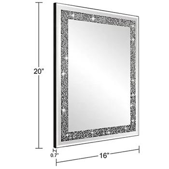 Crystal Crush Diamond Mirror 16x20 Wall Mirror Home Décor Accent Bathroom Bedroom Entryway Stunning Luxury HD Glass Décoration 5
