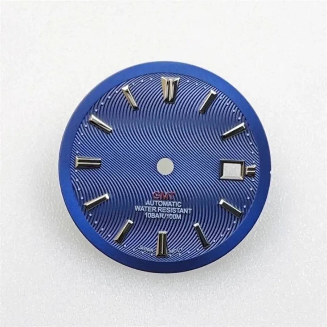 34mm Watch Dial NH34 GMT Dial Curved texture Watches Faces Movement Men's Watches Replacement Accessories