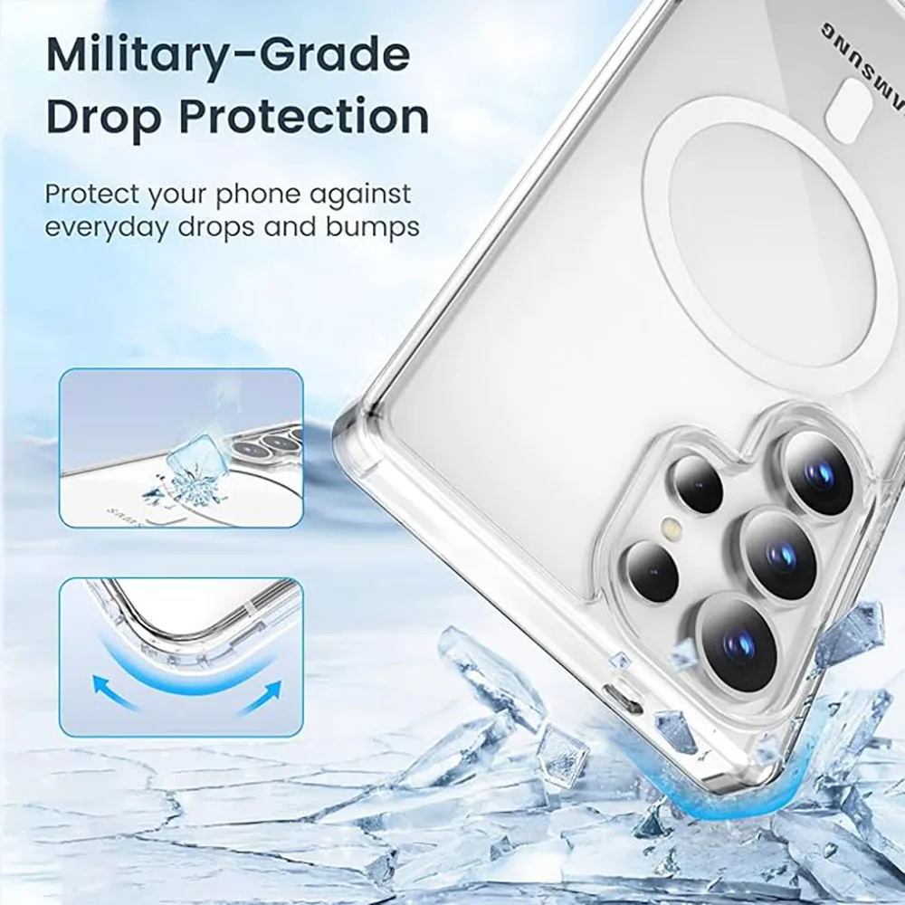 MagSafe-Compatible Shockproof Clear Phone Case with Wireless Charging Capability
