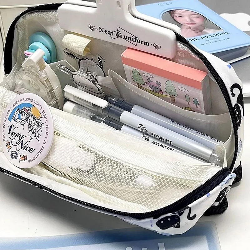 다층 펜 가방 간단한 접이식/Drawstring 대용량 연필 케이스 휴대용 편지지 주최자 학생