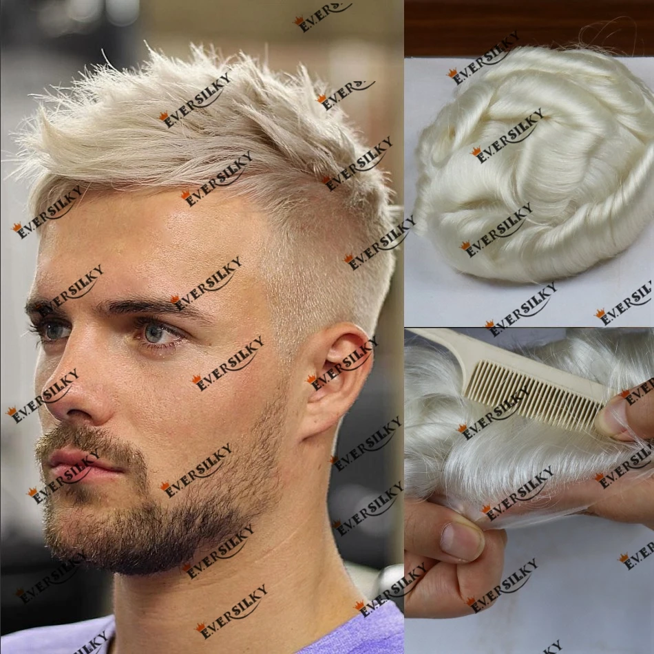 

Натуральные волосы Hairline, тонкая кожа, светлые человеческие волосы, капиллярный протез, мужской парик, натуральная шиньон, микроузлы, Vloop, Remy система волос