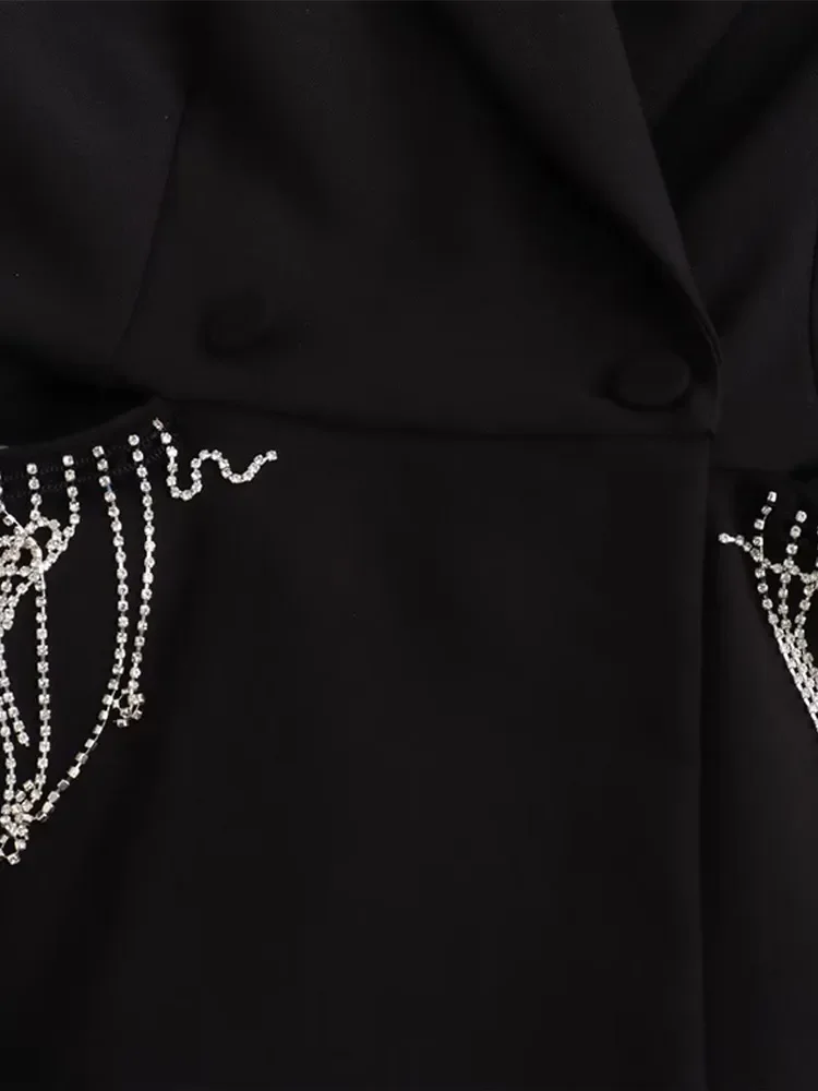 Women Tassel Blazer Jumpsuits Newest Casual Lapel Single-breasted Long Sleeve Jumpsuit Female 2023 Spring Autumn Retro Playsuit
