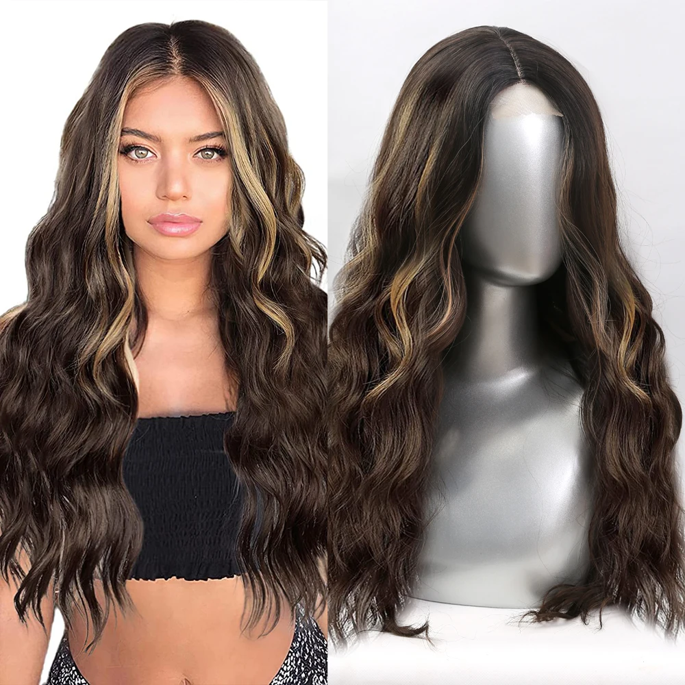 

Synthetic Wigs For Women Part Lace Long Wavy Middle Parting Hair Heat Resistant Fiber Cosplay/Daily/Cosplay