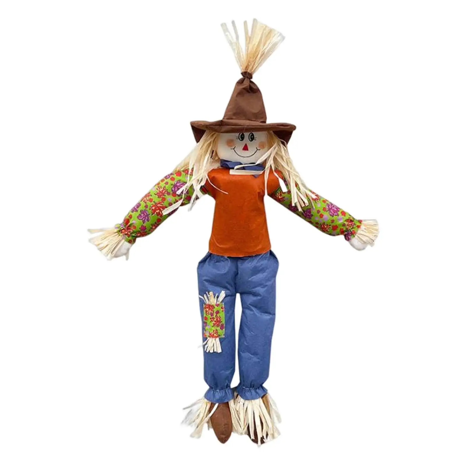 47.24inch Fall Scarecrow Decor Standing Scarecrow for Porch Outside Patio Halloween Halloween Treats