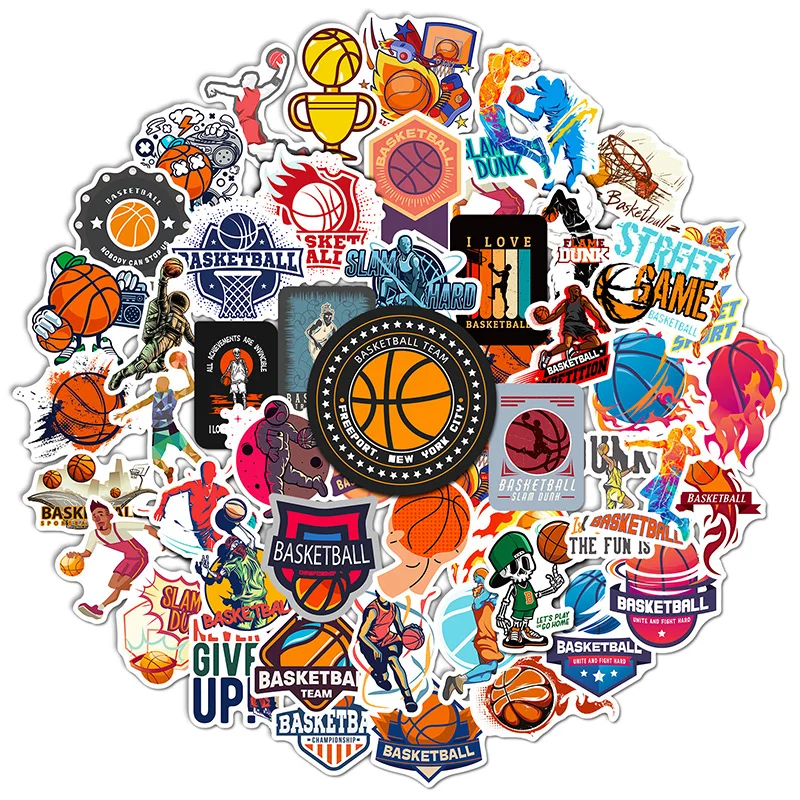 농구 스포츠 방수 장식 스티커, 물컵, 컴퓨터, 전화, 수하물용, 50 개  Best5