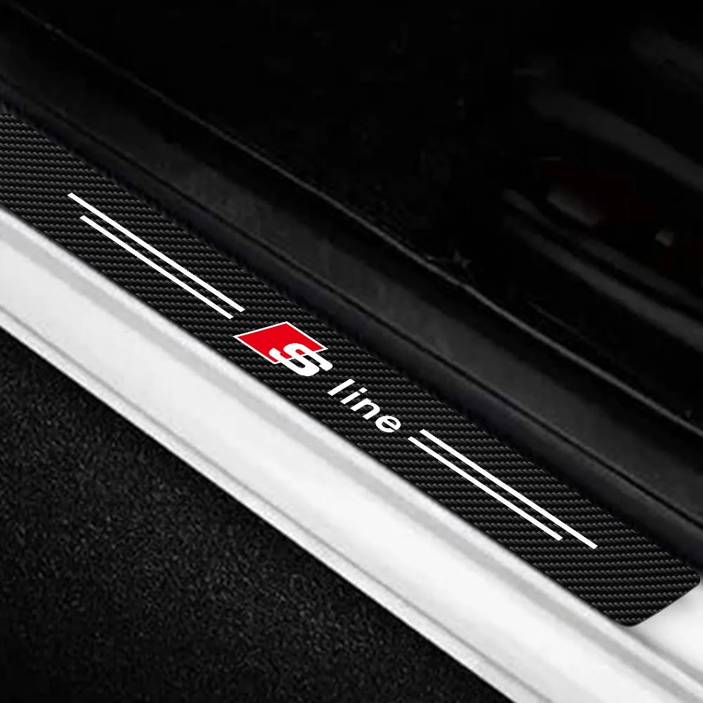 Carbon Fiber Car Door Sill Protector Threshold Stickers - Set of 4