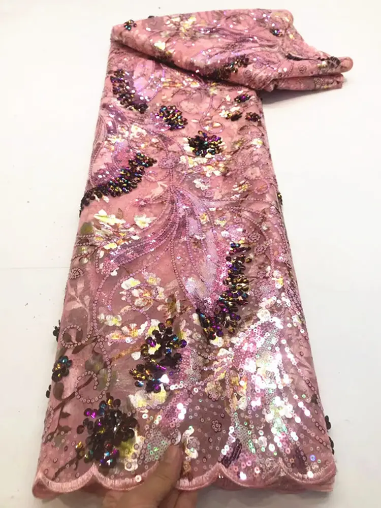 

LJLN64 Peach!Good quality African net lace fabric with sequins,beautiful embroidered French tulle lace for party/wedding dress