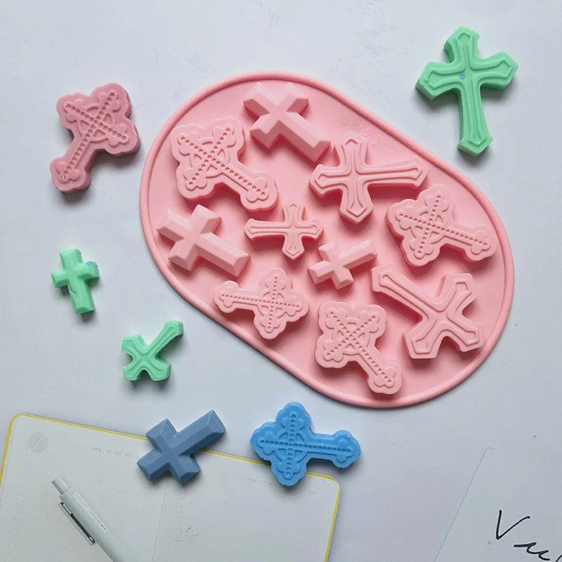 10 Hole Retro Cross Silicone Mold Chocolate Mold DIY Baking Handmade Biscuit Handmade Soap Making Aromatherapy Gypsum