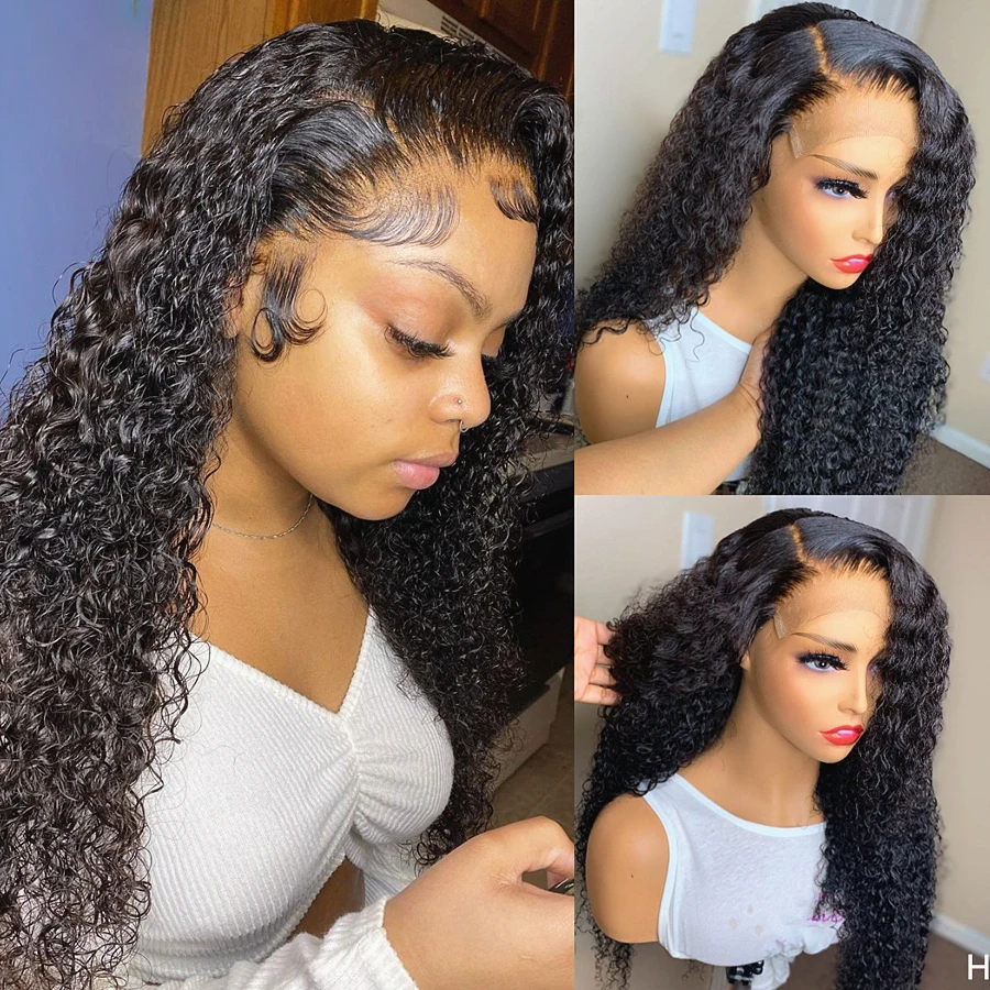 

26 Inches Long 180%Density Glueless Black Kinky Curly Lace Front Wig With BabyHair Heat Temperature Daily PrepluckedCosplay Wig