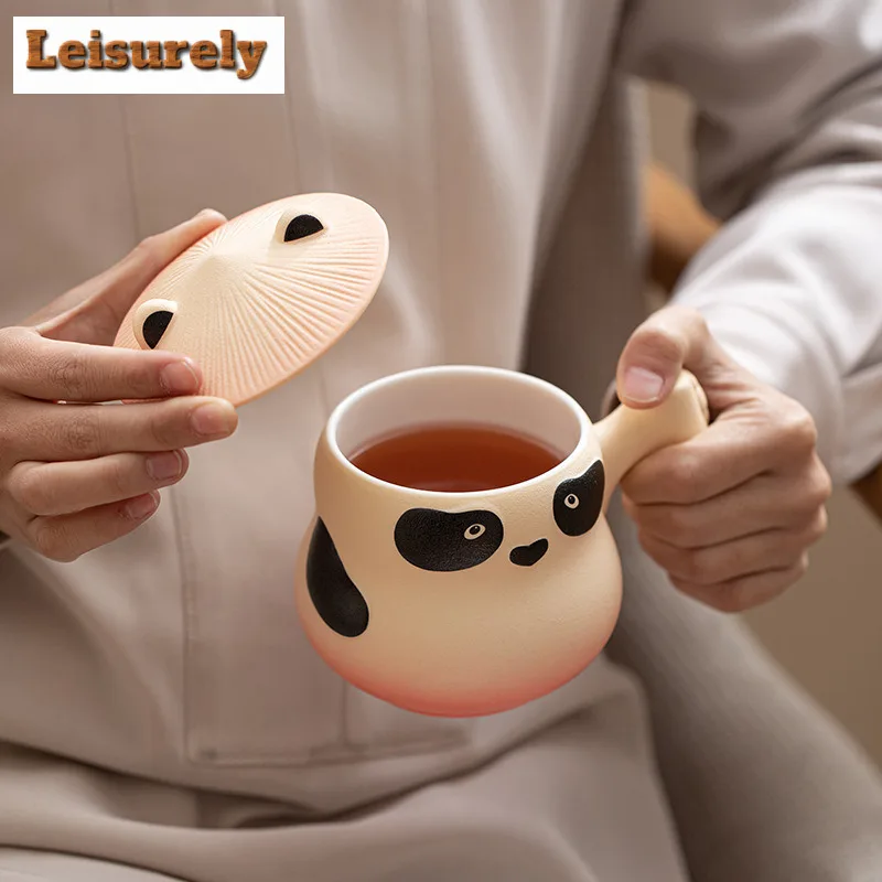 360ml Cute Panda Coffee Mug With Plate Hot Chocolate Cup Afternoon Tea Mug Cup Saucer Kit Office Water Cup Tea Services Supplies