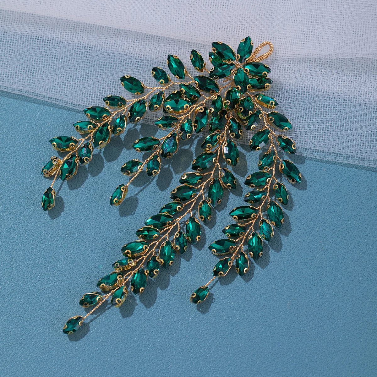 Mode Blatt Zirkon Braut Kopfschmuck Tiara Zubehör für Frauen Luxus Mädchen Kristall Haarspange Hochzeit Schmuck – Detail 7