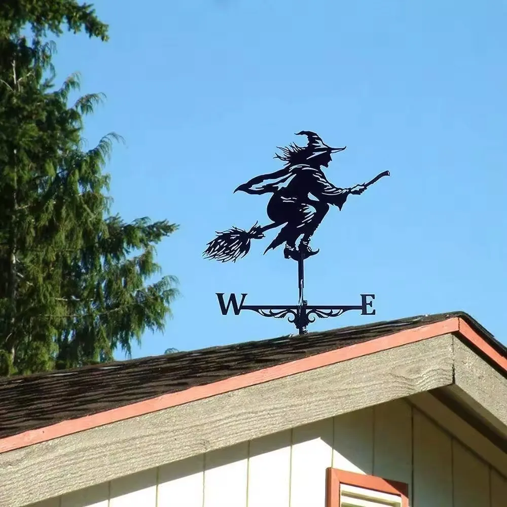 Iron Art Wind Direction Indicator Decorative Country Stylemetal Weather Vane Outdoor Roof Decoration Home Garden Figurine