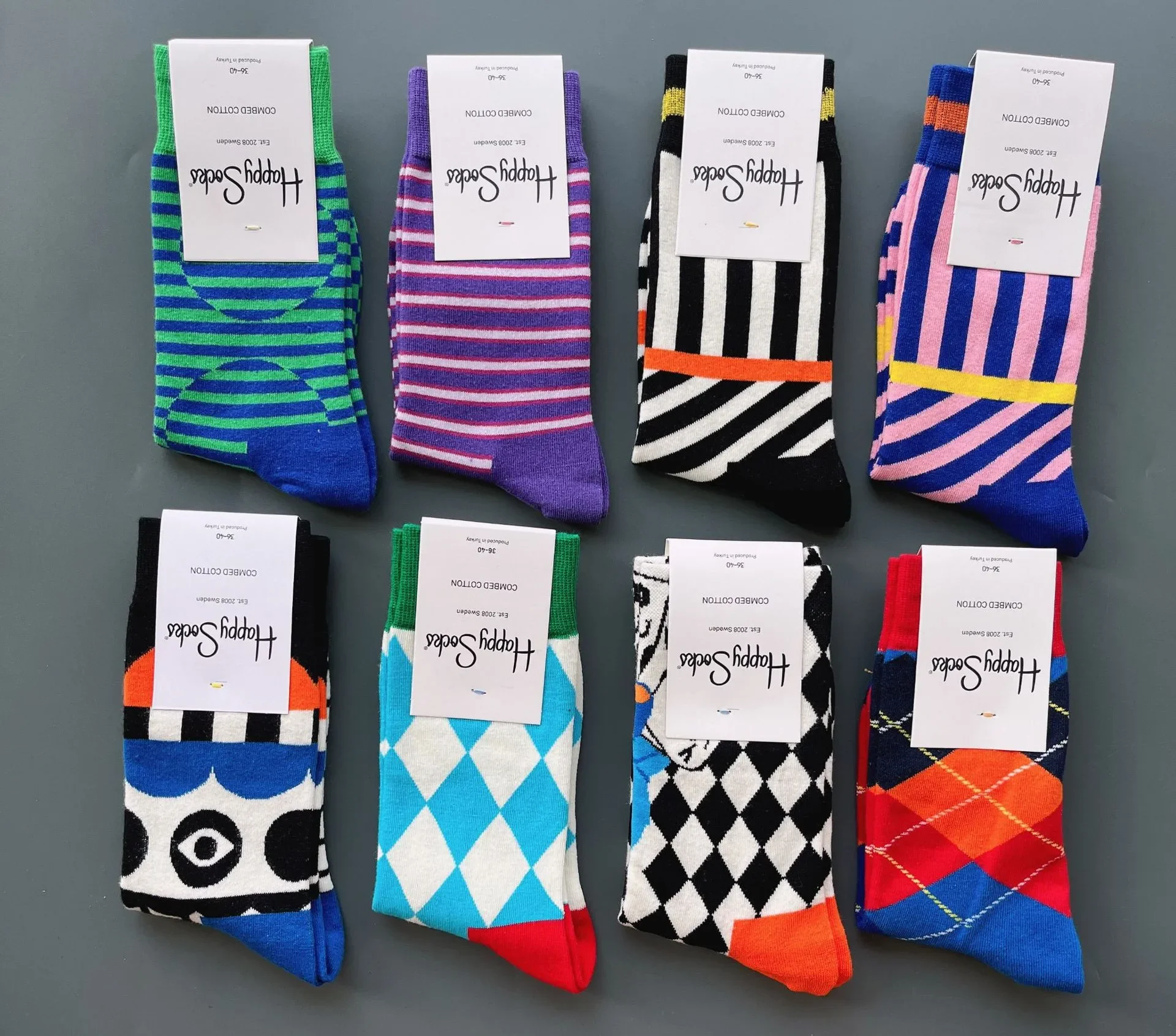 Happy Socks Funny Colorful Socks Fun Bright Crazy Socks  Unisex Size 36-40