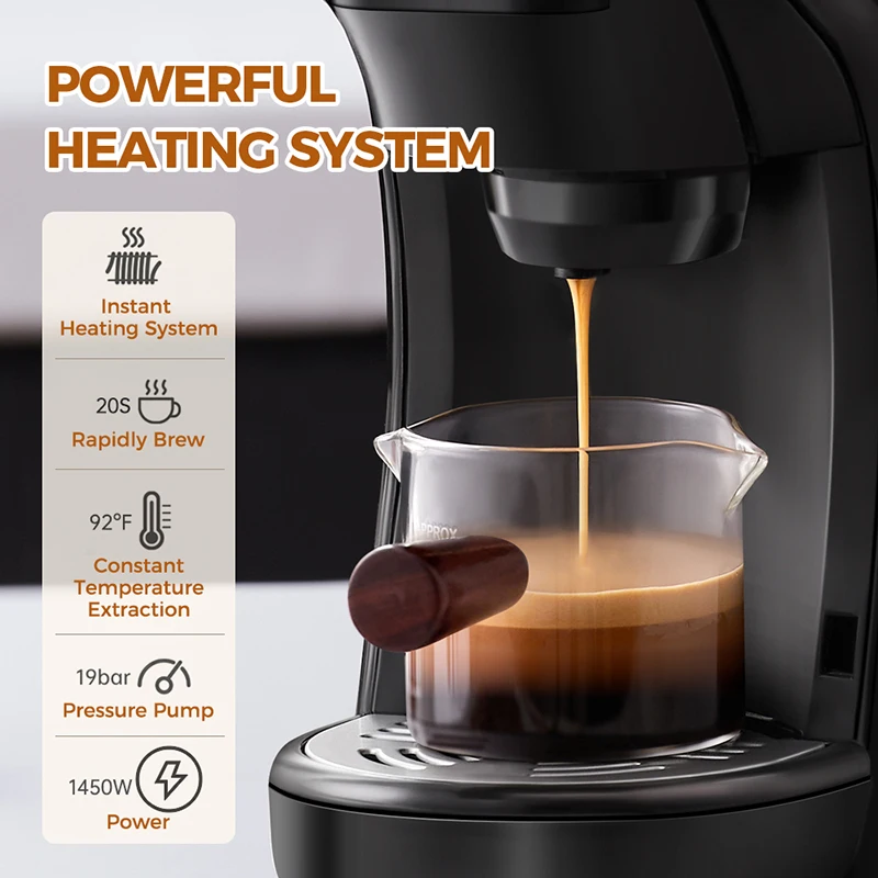 Cafelffe Capsule coffee Machine Espresso maker DG Cappuccino Nes Capsule maker cafeteria Gift Lover,Dad,Mom,19Bar Hot/Cold espresso coffee maker,capsule coffee maker