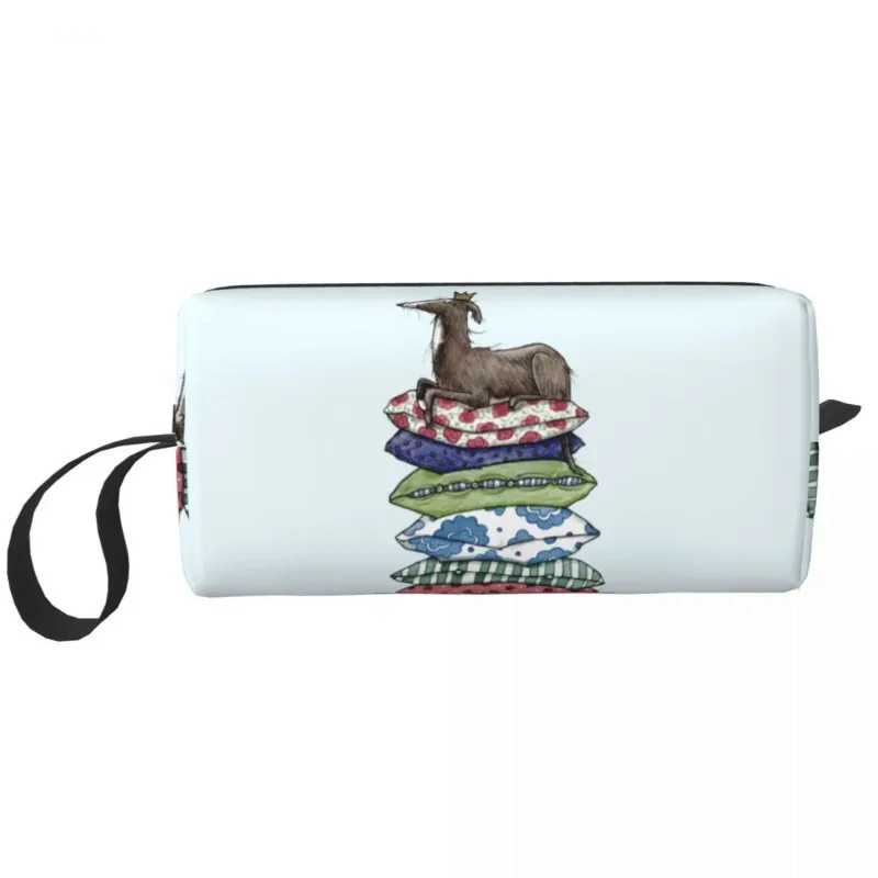 

Princess On The Pea Greyhound Cosmetic Bag Women Makeup Bags Whippet Lurcher Dog Travel Daily Toiletry Bag Organizer Storage Bag