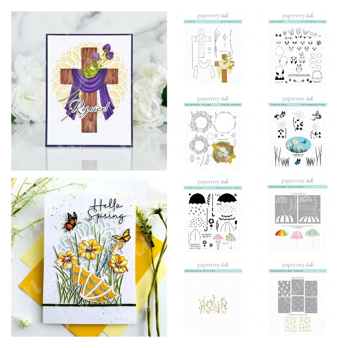 Set Di 5 Fustelle Per Stencil Fiori Primaverili - Farfalla, Ape, Fiori - Acciaio Per Fustellatrici - 3