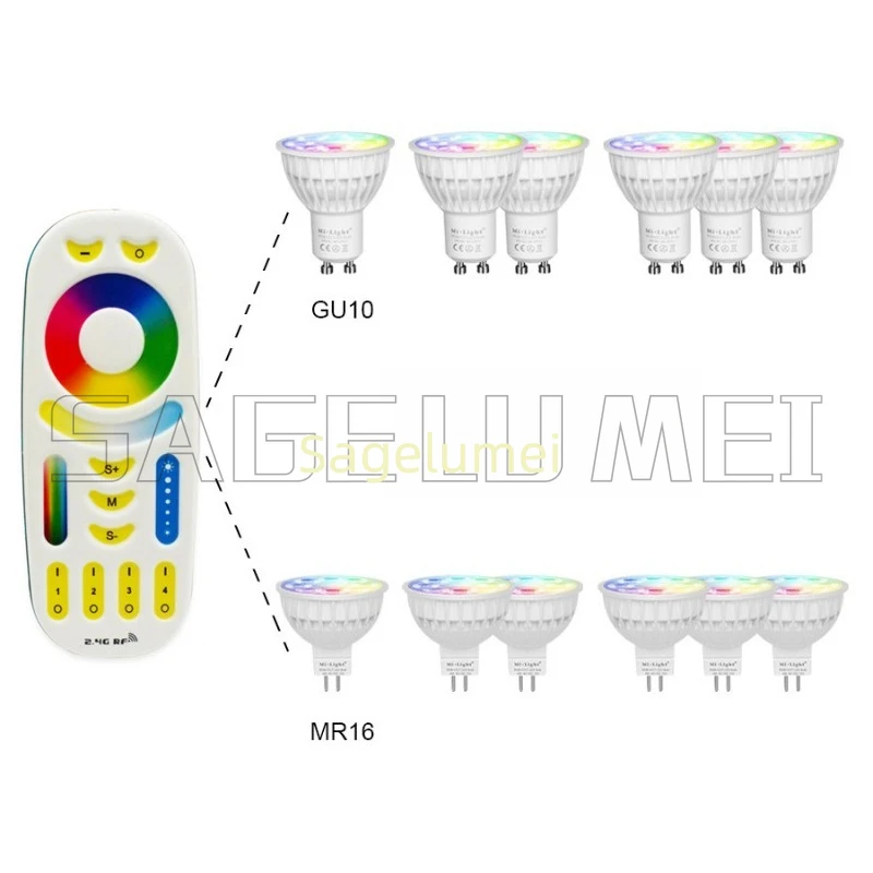 Miboxer 4W RGB CCT LED 스포트라이트 FUT103 GU10 FUT104 MR16 2.4G 디밍 가능한 천장 LED 전구 가정 장 FUT092 리모컨