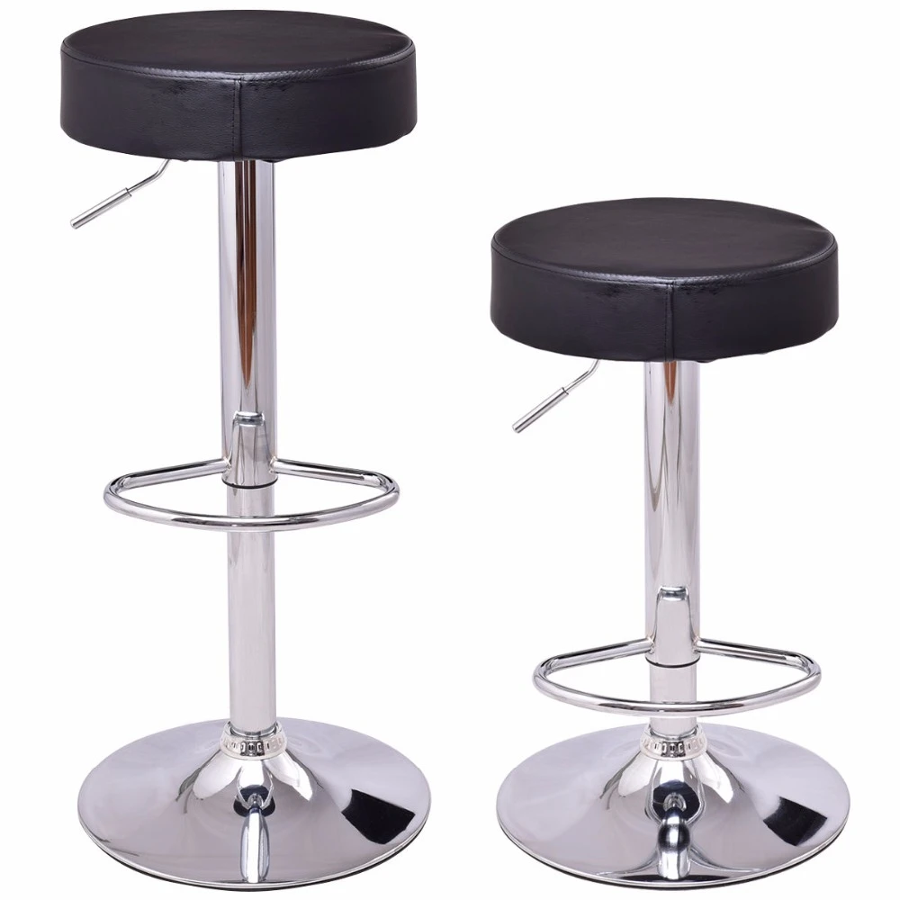 taburete redondo cuero para Bar, asiento moderno con pata cromada, giratorio, hidráulico, ajustable, color blanco y negro, HW66622 2, 2 uds.|bar stool black|bar stoolswivel bar AliExpress