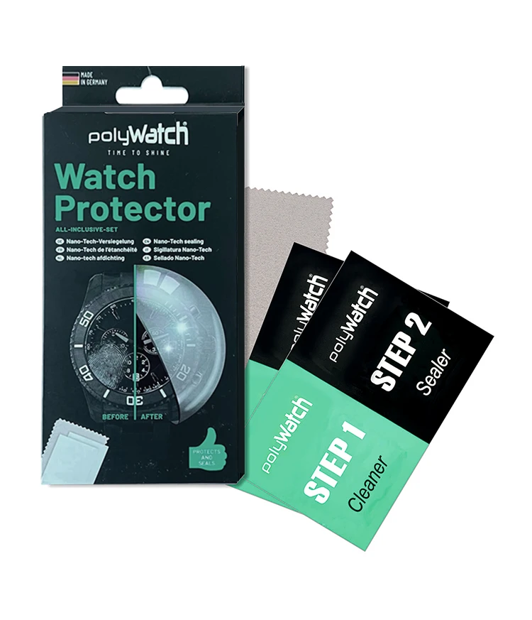 PolyWatch Uhrenschutz 2-in-1 Nano-Flüssigglas-Versiegelungsset Kratzfeste Ölabweisende Beschichtung für Uhrengläser – Detail 2