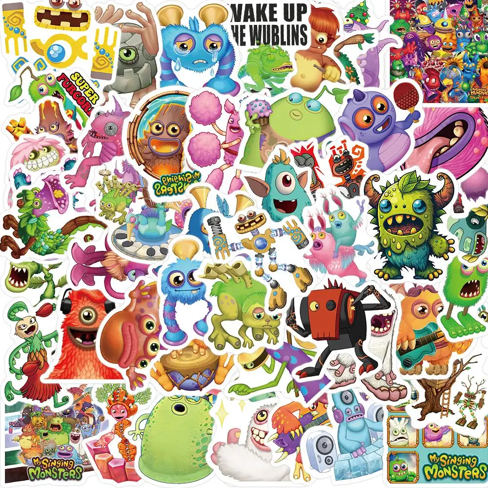 

10/25/50pcs my singing monster Stickers Decals Cartoon Graffiti DIY Notebook Luggage Wall Decoration PVC Sticker