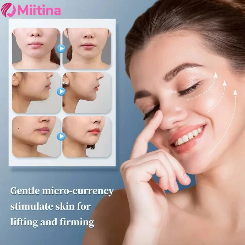 EMS facial massager low-frequency pulse crescent shaped beauty device V-shaped facial wrinkle removal muscles