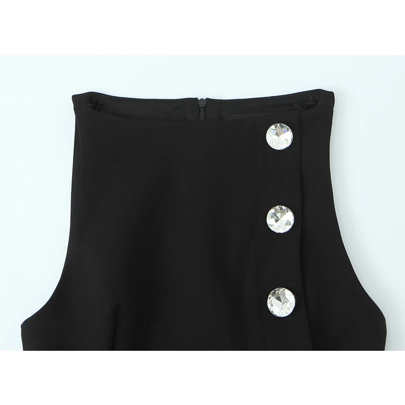 Women Top 2025 New Fashion Jewelry Button Single-Breasted Tops For Women Sexy Elegant Chic Vest Commuting Personality Shorts Top