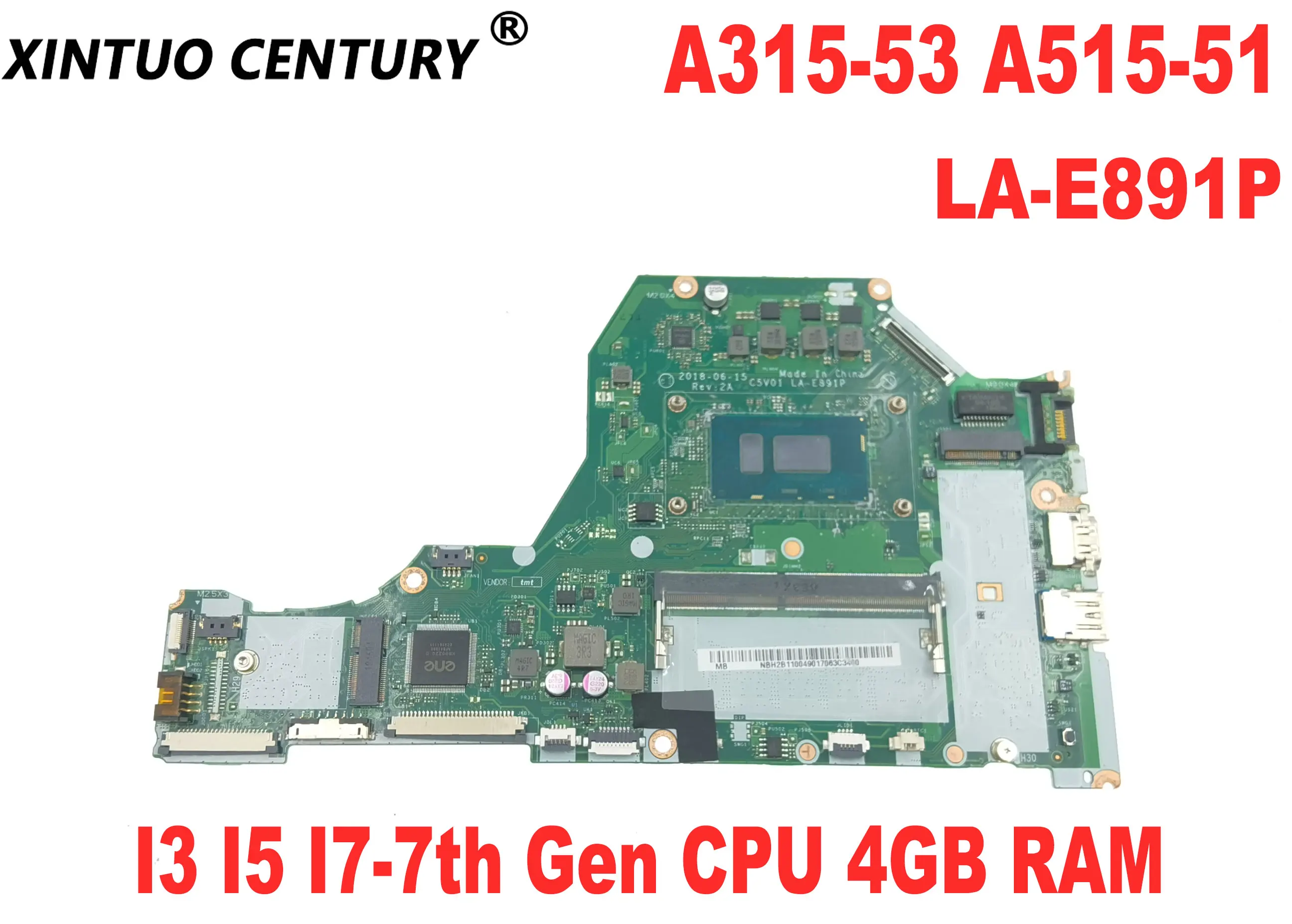 

C5V01 LA-E891P материнская плата для Acer Aspire A315-53 A515-51 A515-51G материнская плата для ноутбука с I3 I5 I7-7th Gen CPU 4 Гб RAM DDR4