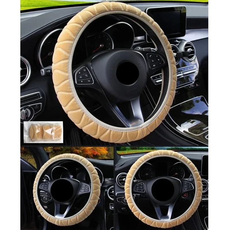 Universal 37-39 cm Rosa Lenkrad Abdeckung Weiche Warme Plüsch Lenkrad Abdeckung für Winter Auto Lenkrad innen Teile – Detail 9