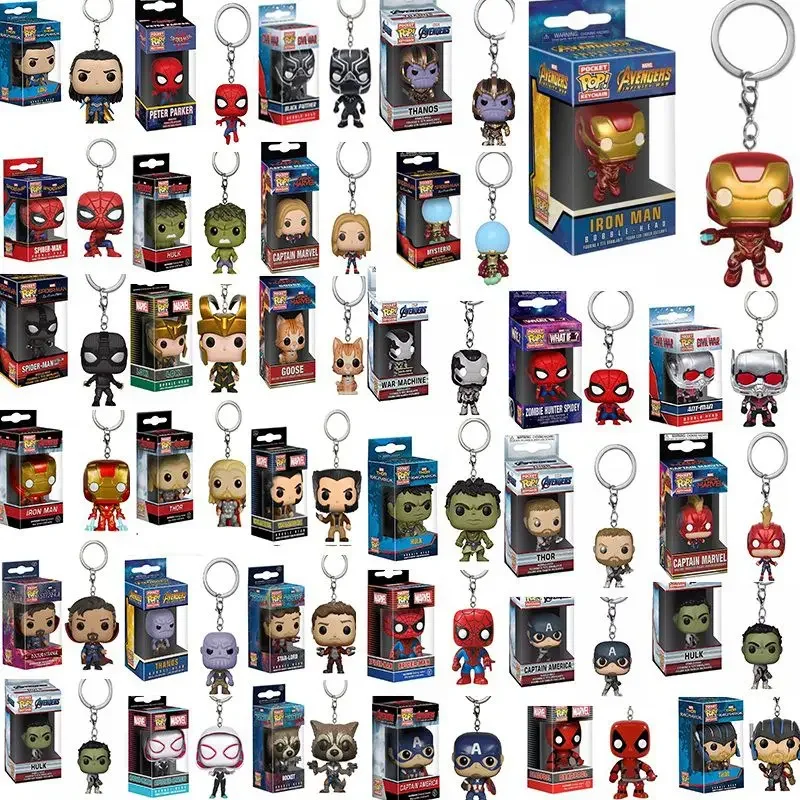 thumbnail image 2 of FUNKO POP Los Vengadores Marvel Iron Man Rocket Spider-man Hulk Loki Thor Capitán América Pantera Llavero de bolsillo Modelo Juguetes Regalos, 2 of 5