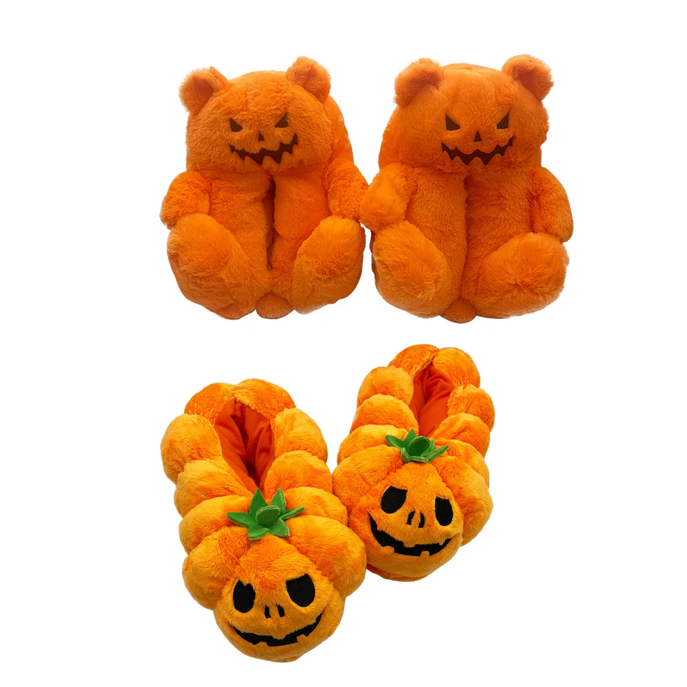 

Highland Cow Halloween Pumpkin Slippers Spring/Autumn Warm Soft House Shoes Winter Silent Fluffy Cozy Slipper for Women Men
