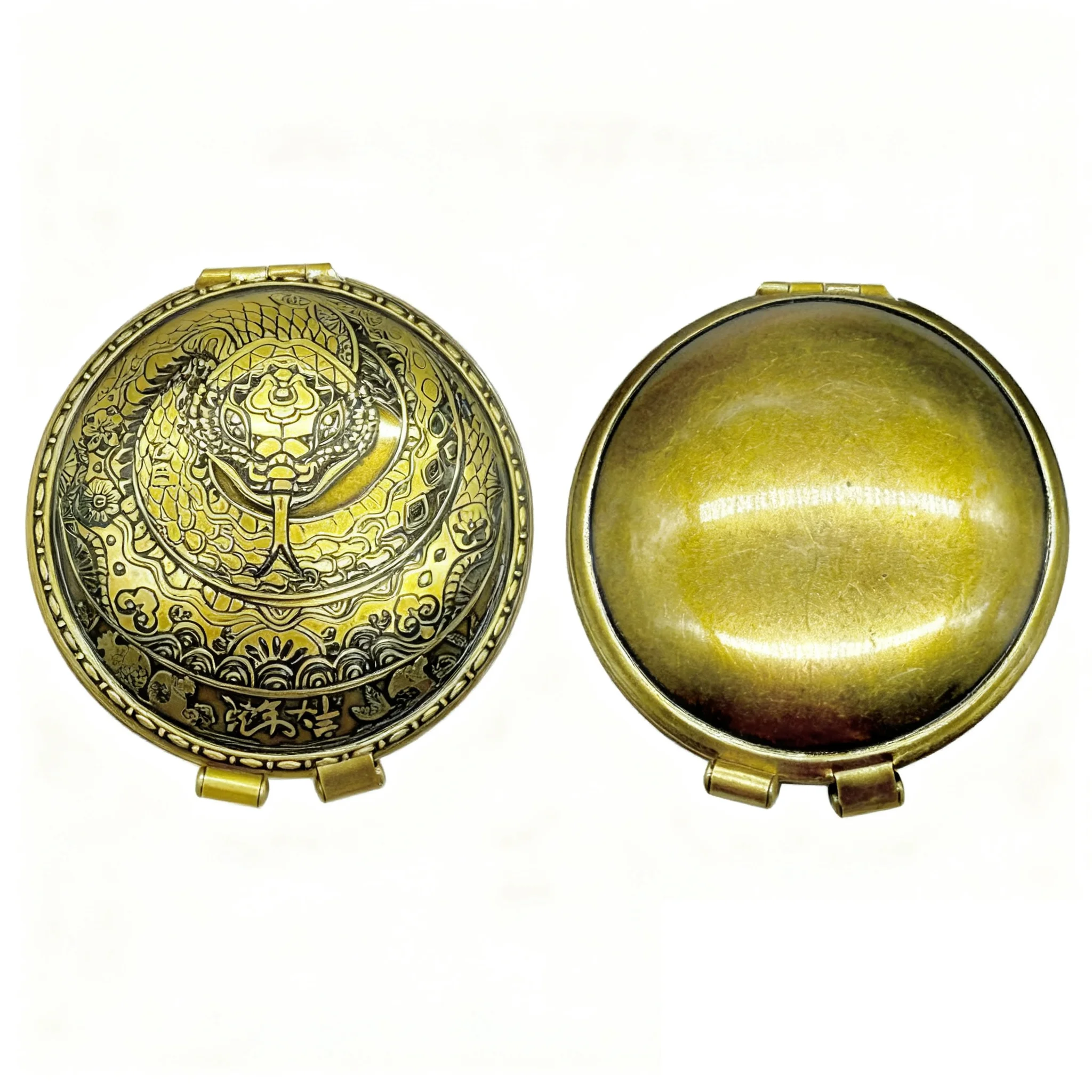 レトロライター 真鍮製 1935年 コンパクト ラウンド セミ