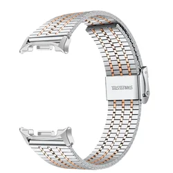 Premium Stainless Steel No - Gap Strap for Galaxy Watch - Elegant Bracelet Band (Silver rose gold)